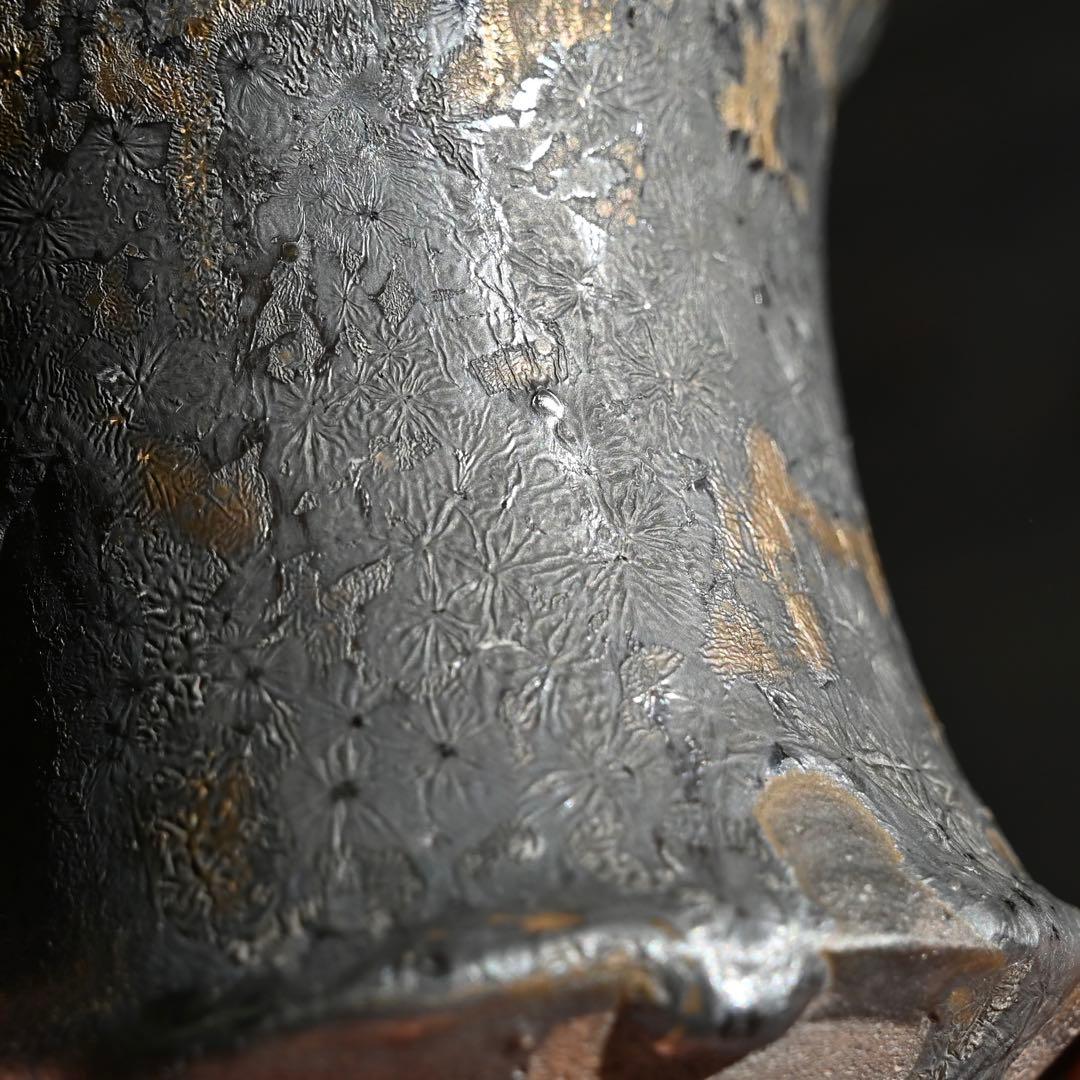 【連休最終価格】姫野翔太 作家鉢 銀彩菊模様 Cylinder