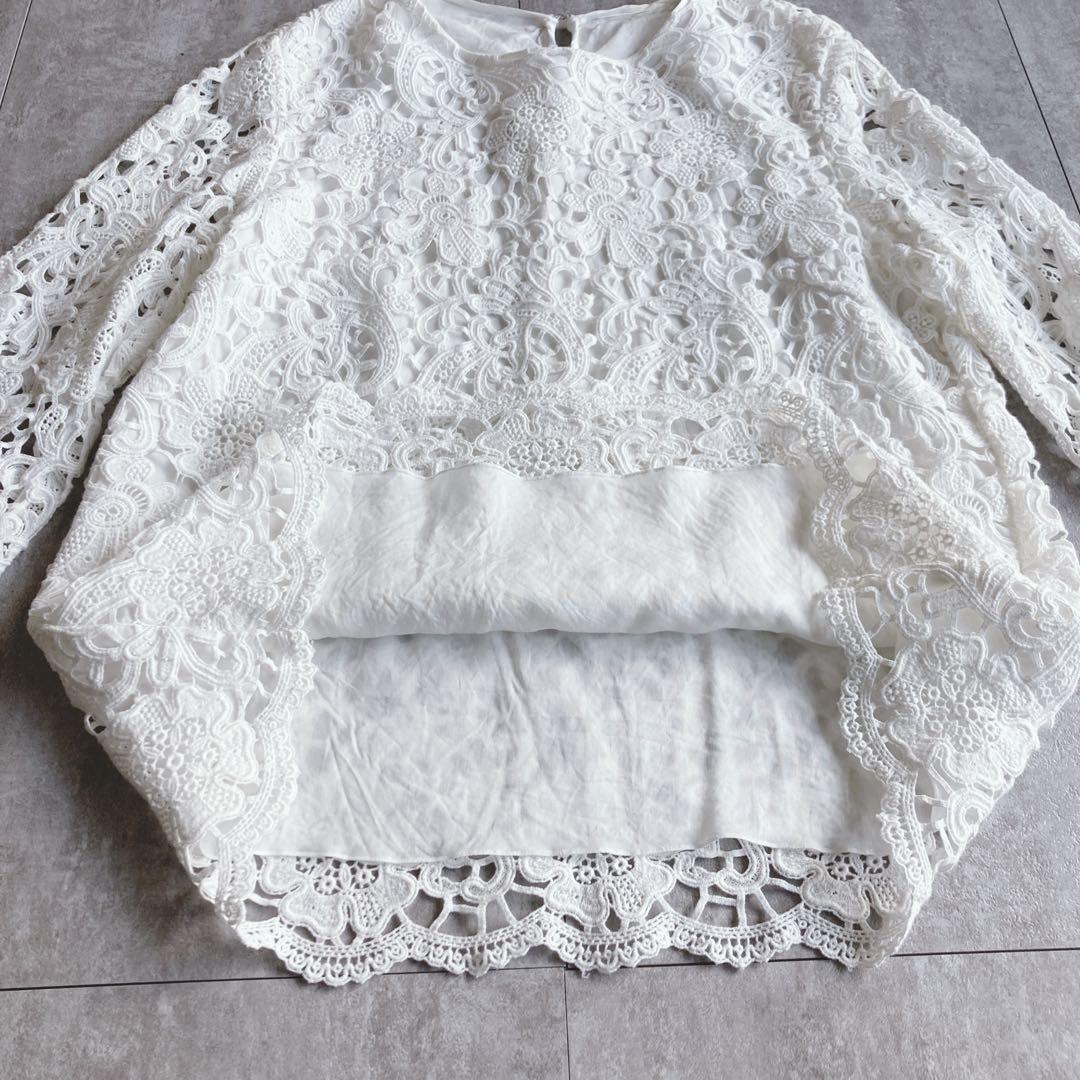 【極美品】TOMORROWLAND collection レーストップス　白　S