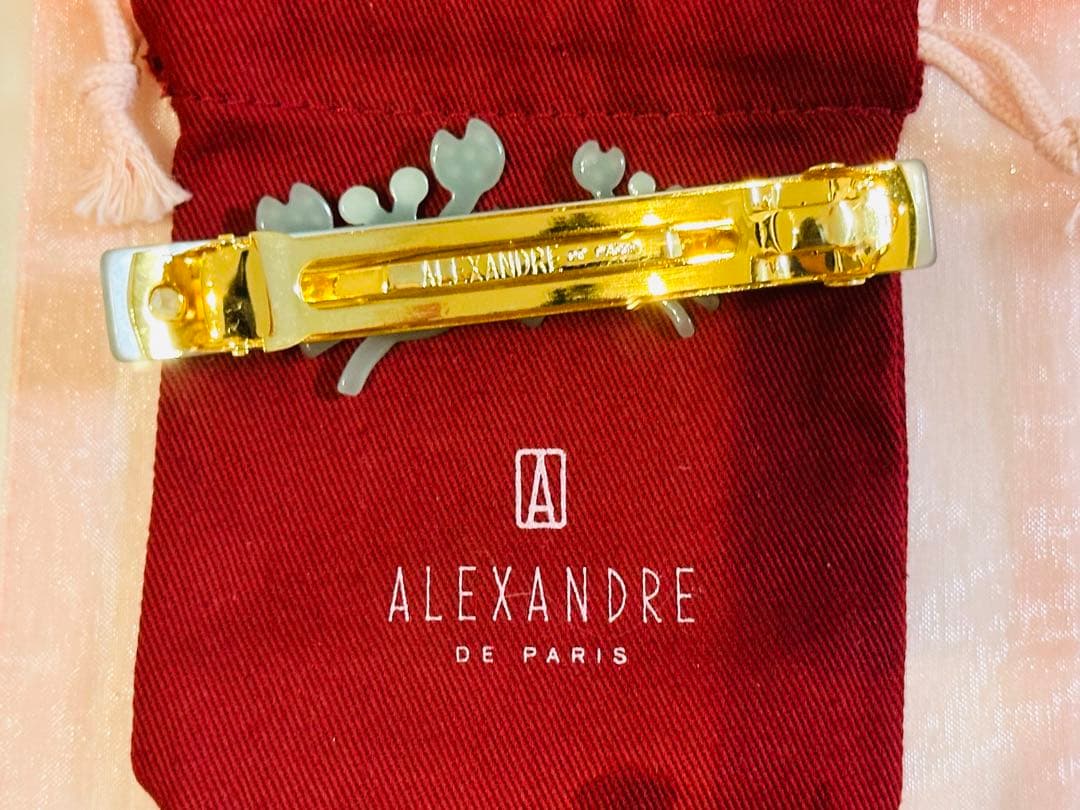 【新品未使用】alexandre de paris カニ　バレッタ　緑8cm