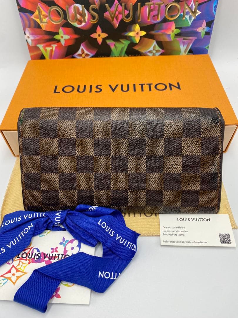 ルイヴィトン ダミエ ポシェットポルトモネクレディ 二つ折り長財布 札入れ 茶