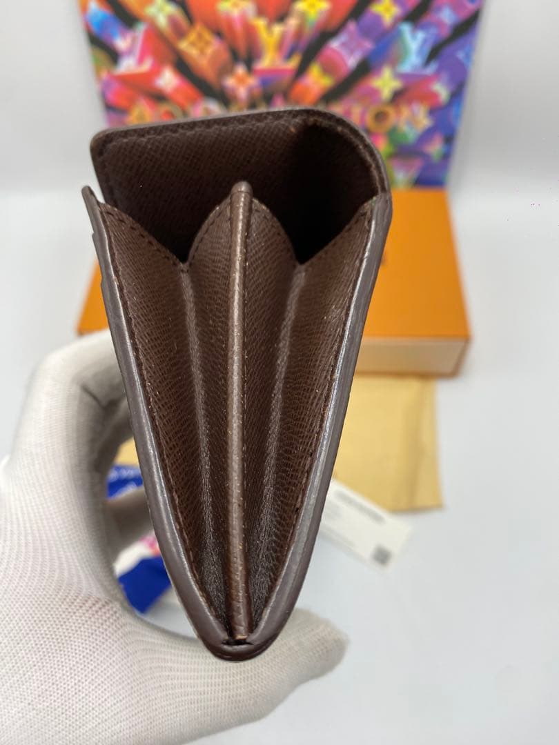 ルイヴィトン ダミエ ポシェットポルトモネクレディ 二つ折り長財布 札入れ 茶