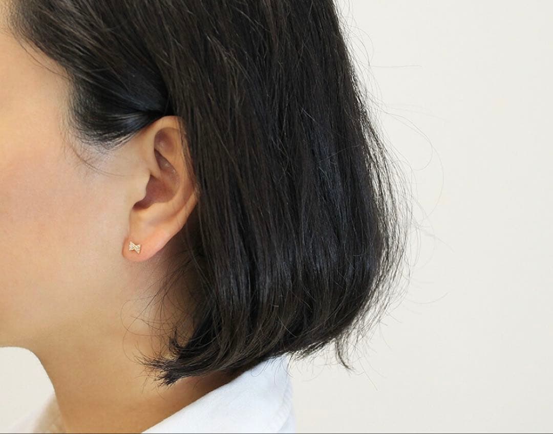 【RAPA】K18リボンタイ　ダイヤモンドピアス/片耳