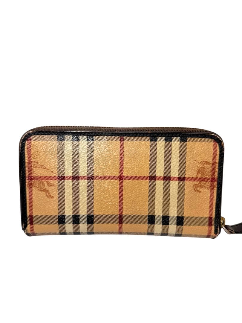 美品☆BURBERRY 長財布 シャドーホース ノバチェック ラウンドジップ