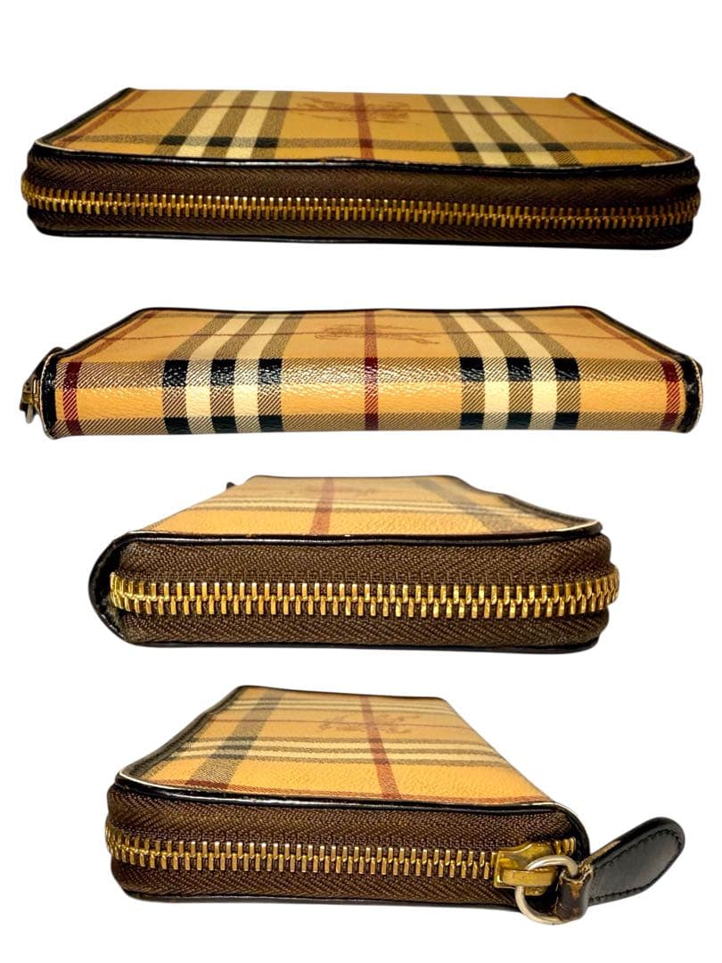 美品☆BURBERRY 長財布 シャドーホース ノバチェック ラウンドジップ