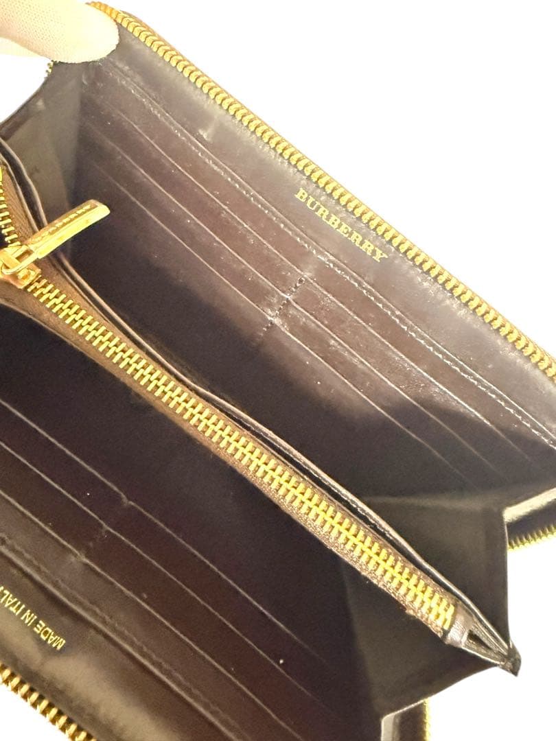 美品☆BURBERRY 長財布 シャドーホース ノバチェック ラウンドジップ