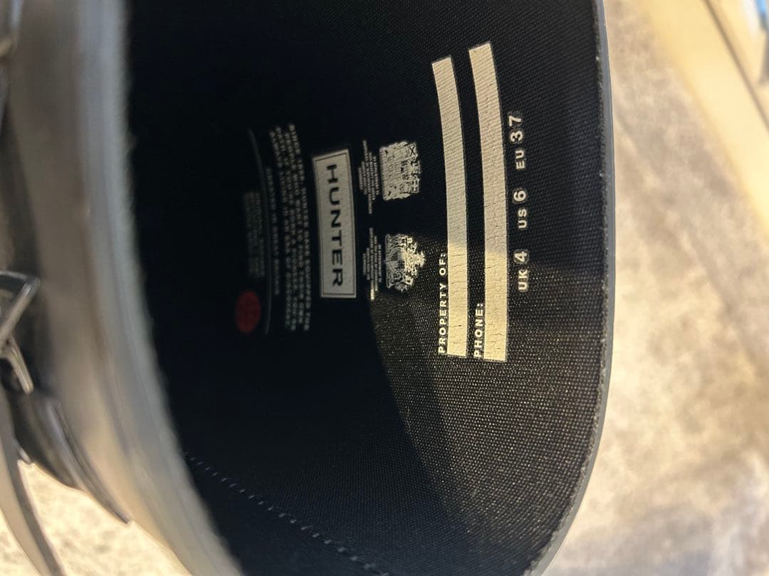 HUNTERオリジナル リファインドレインブーツ　マットオールブラック長靴 37