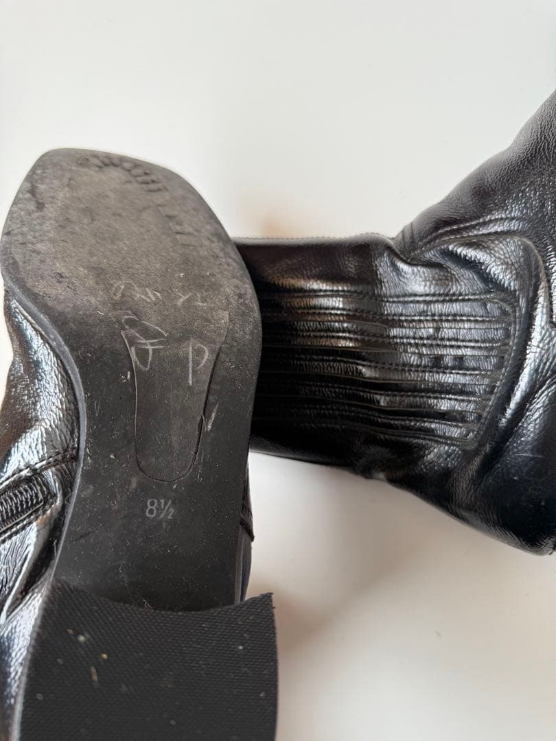 90s スクエアトゥ エナメル ウエスタンブーツ ブラック hooked