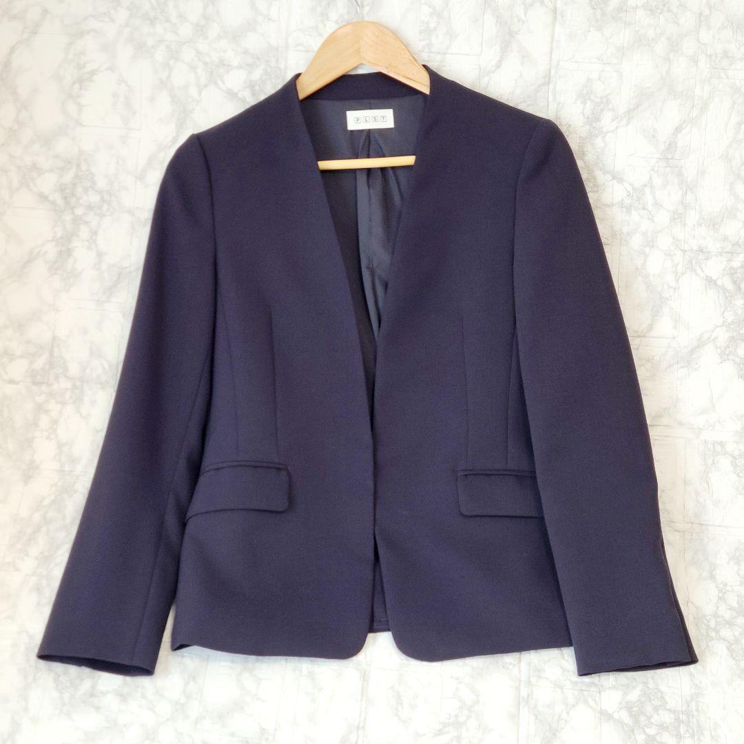 【試着のみ/美品】PLST セットアップ ノーカラー ネイビー M 洗える