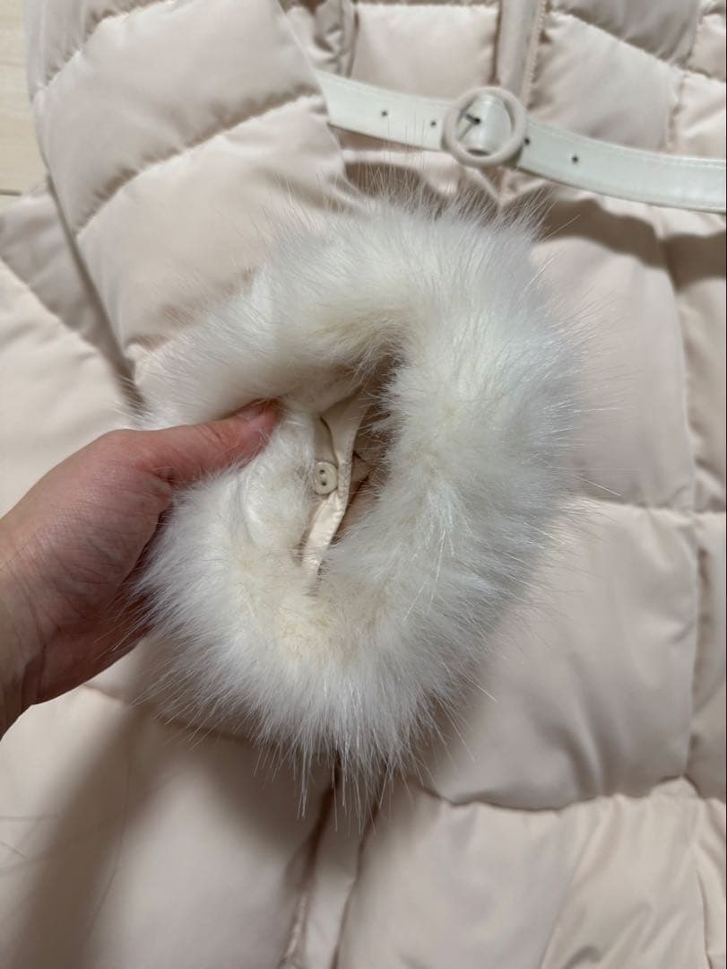 ミシェルマカロン　フレアダウン　ベージュ　ダウン　コート　ファー