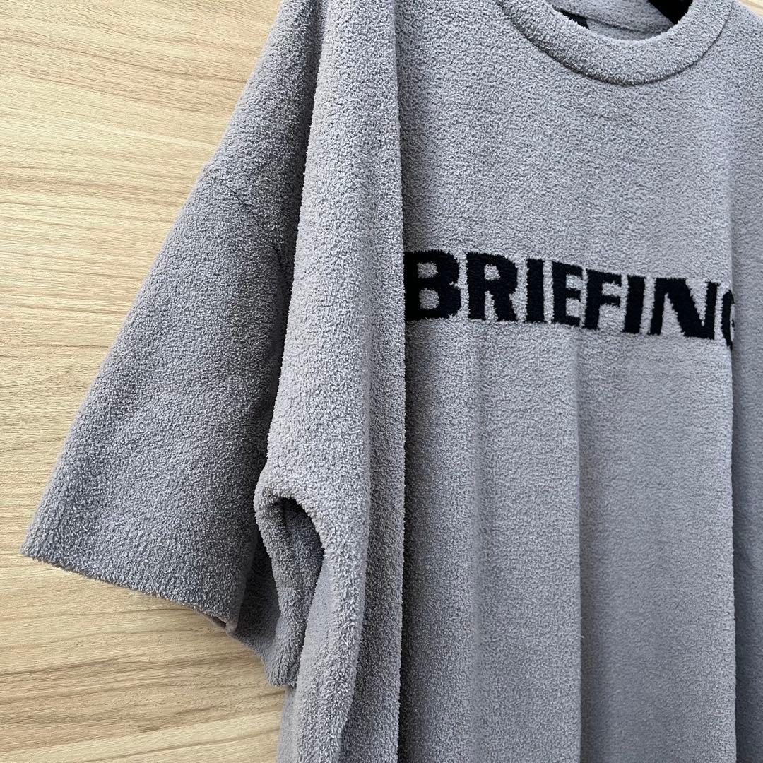 美品★BRIEFING GOLF ROOM もこもこニットTシャツ 灰×黒 M
