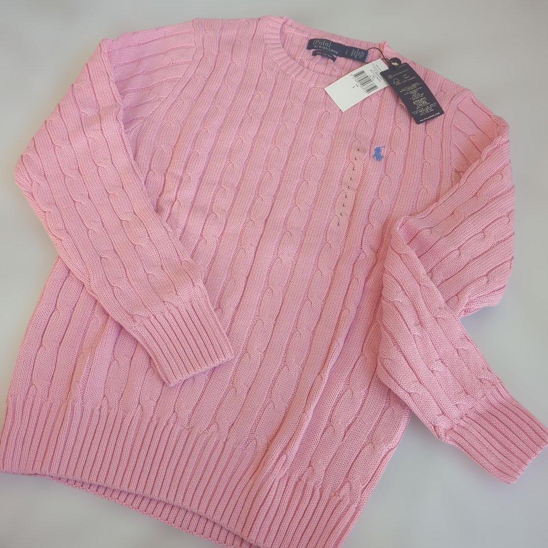 新品タグ付✨ポロラルフローレン ケーブルニット L ピンク