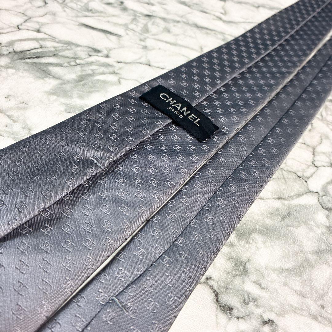 ✨美品✨CHANEL 全面ココマーク　シルバー　ネクタイ