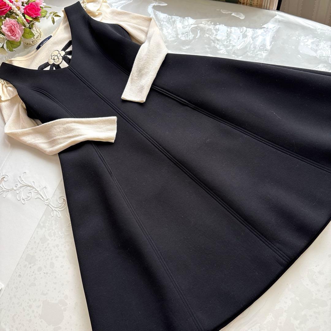 エムズグレイシー　カタログ掲載　お色違いスパンコール刺繍カメリアリボンニット38