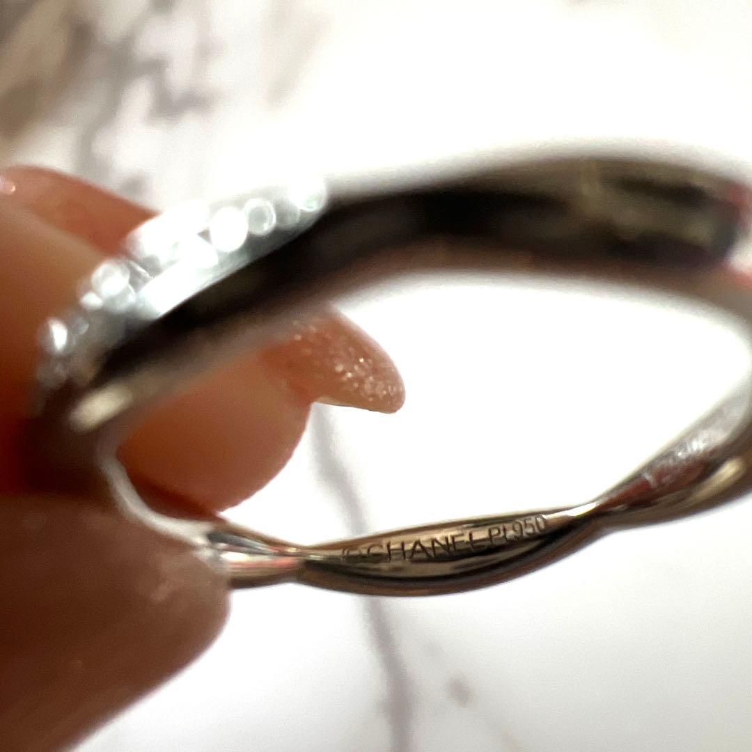 CHANELシャネルカメリアコレクションハーフエタニティリング44プラチナリング