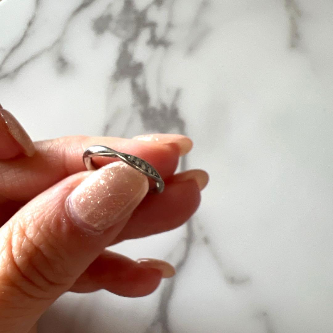 CHANELシャネルカメリアコレクションハーフエタニティリング44プラチナリング