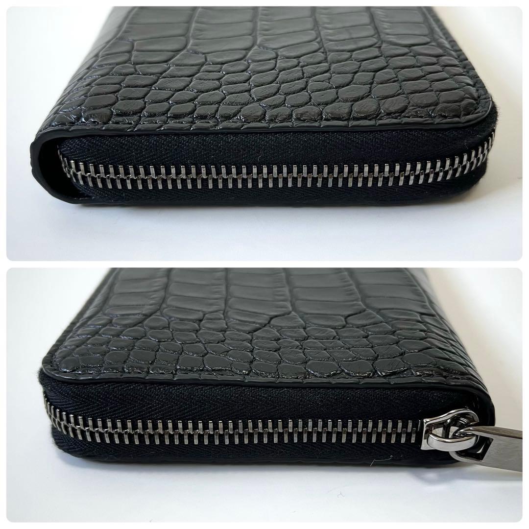 ディオール　クロコダイル　長財布　ラウンドジップ　鰐革　黒　ブラック