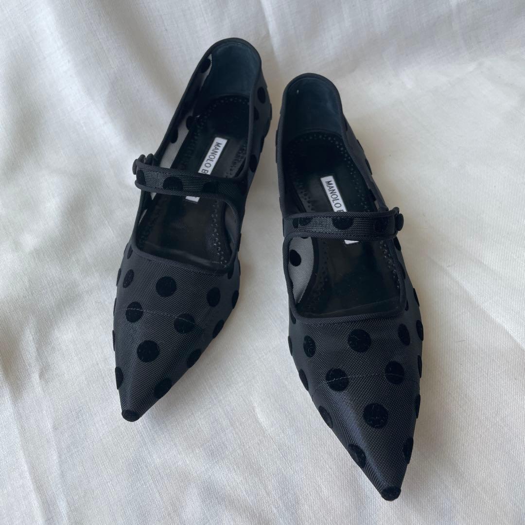 超美品　36.5 MANOLO BLAHNIK マノロブラニク　ドットミュール