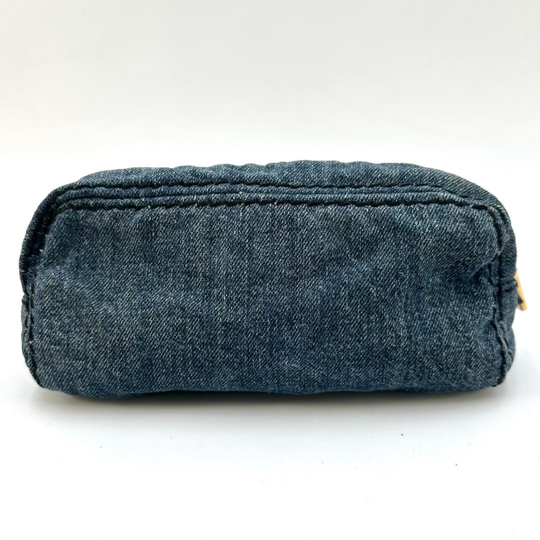PRADA プラダ 三角ロゴプレート デニム マルチポーチ 化粧 コスメポーチ