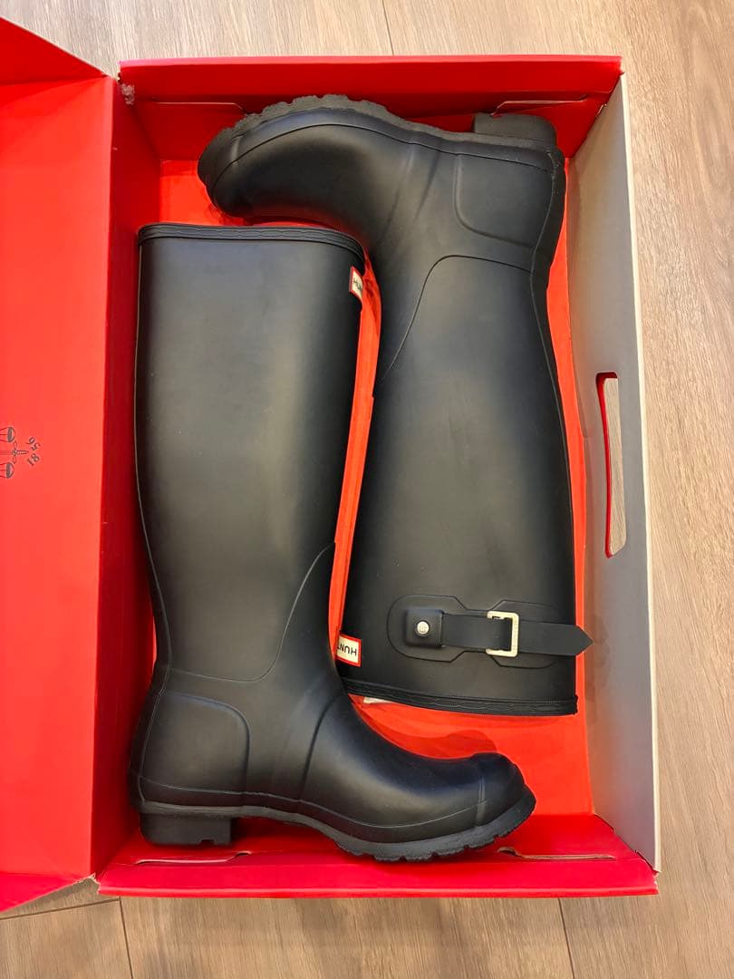 【未使用】HUNTER ブラック 長靴 バックル付き24cm UK5