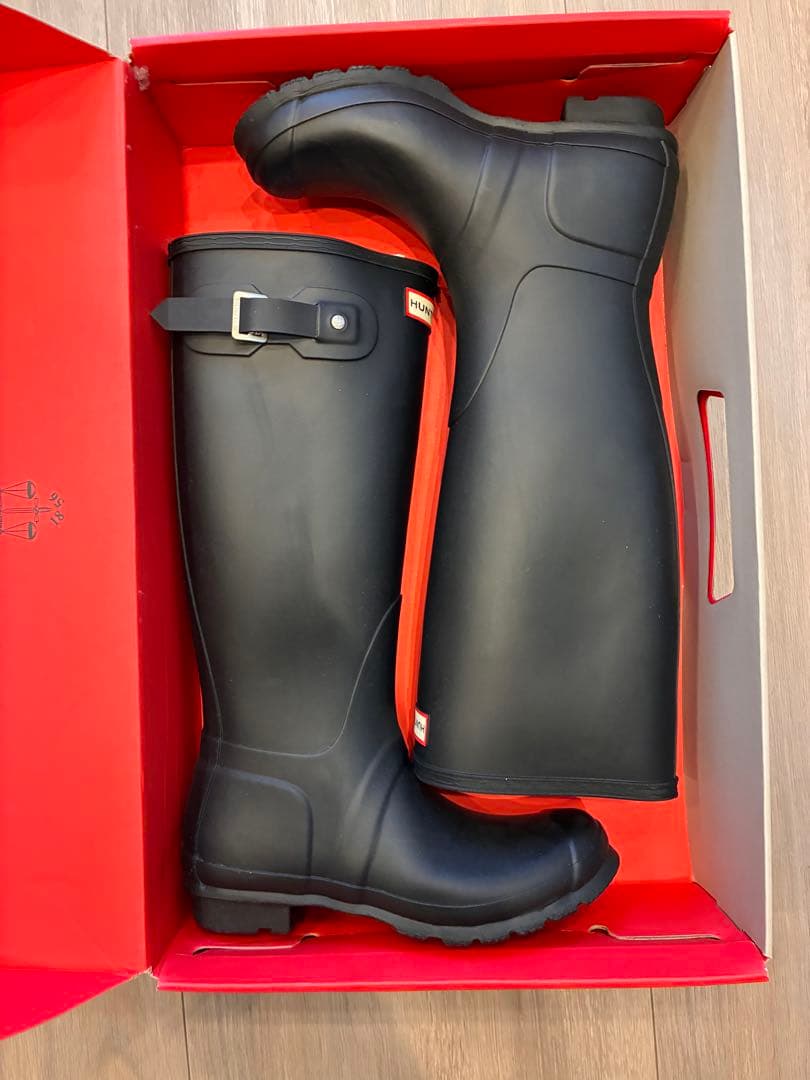 【未使用】HUNTER ブラック 長靴 バックル付き24cm UK5