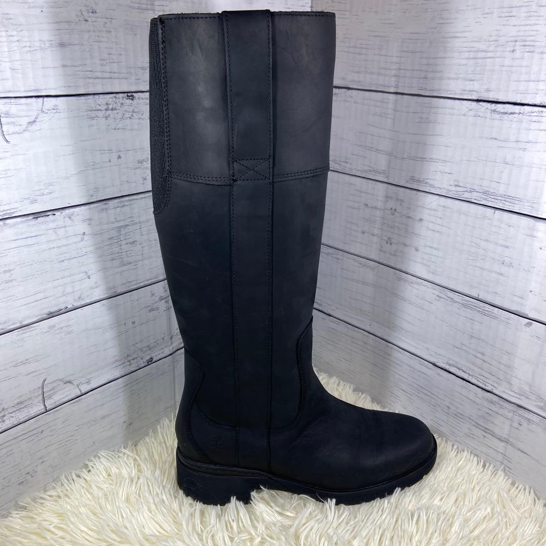 美品✨ティンバーランド レザーロングブーツ サイドジップ ウォータープルーフ 黒