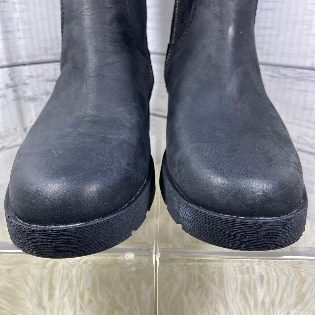 美品✨ティンバーランド レザーロングブーツ サイドジップ ウォータープルーフ 黒