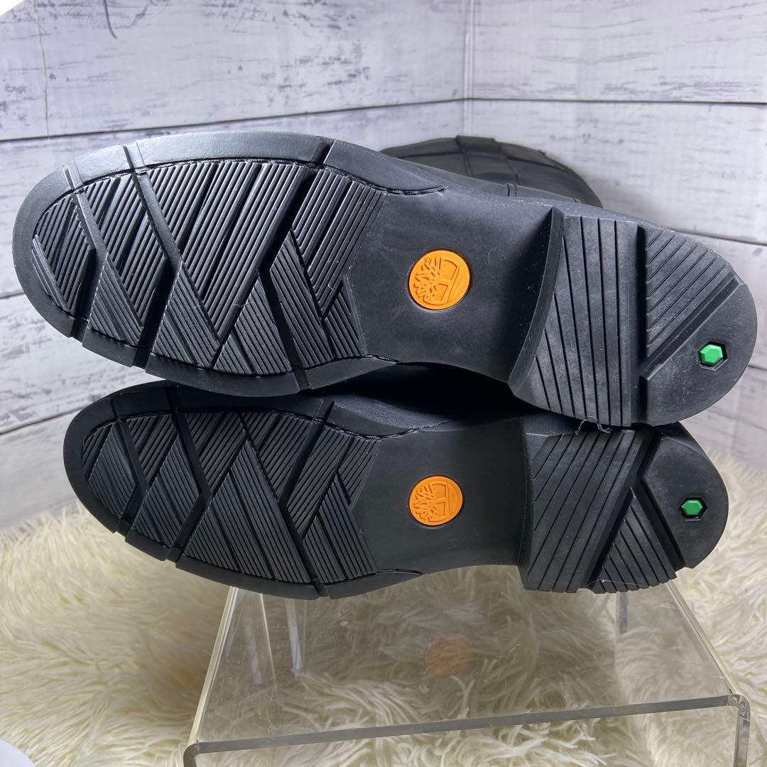 美品✨ティンバーランド レザーロングブーツ サイドジップ ウォータープルーフ 黒