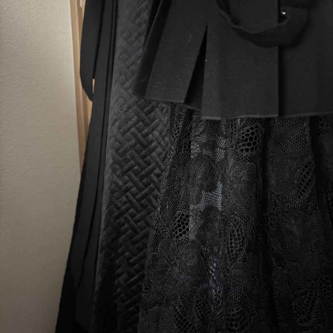 Asymmetry tiered ベロアキルトスカート