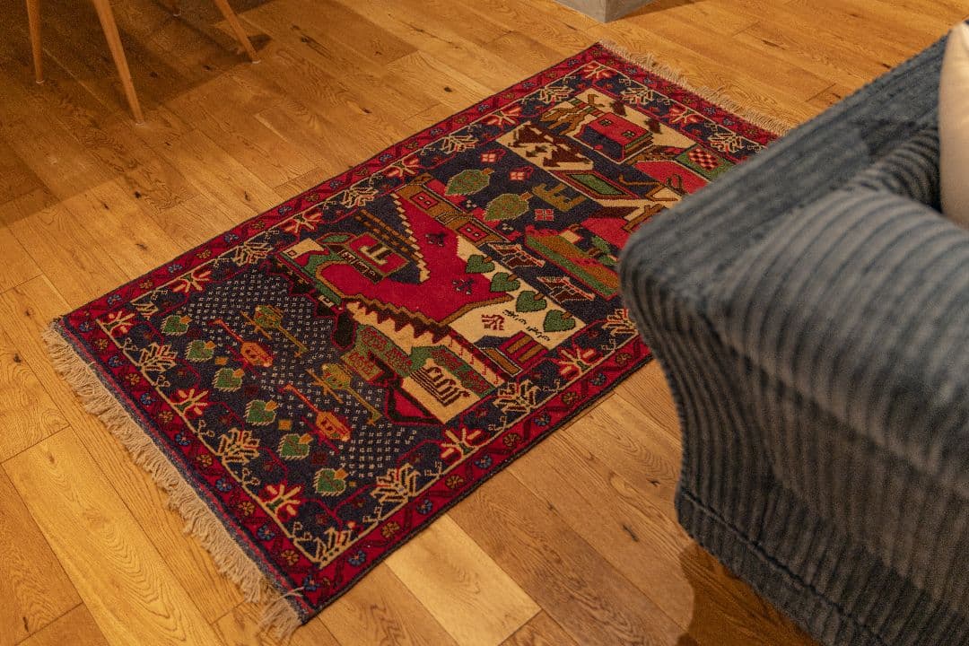 ウォーラグ ヴィンテージラグ トライバルラグ143cm×83cm ウール絨毯