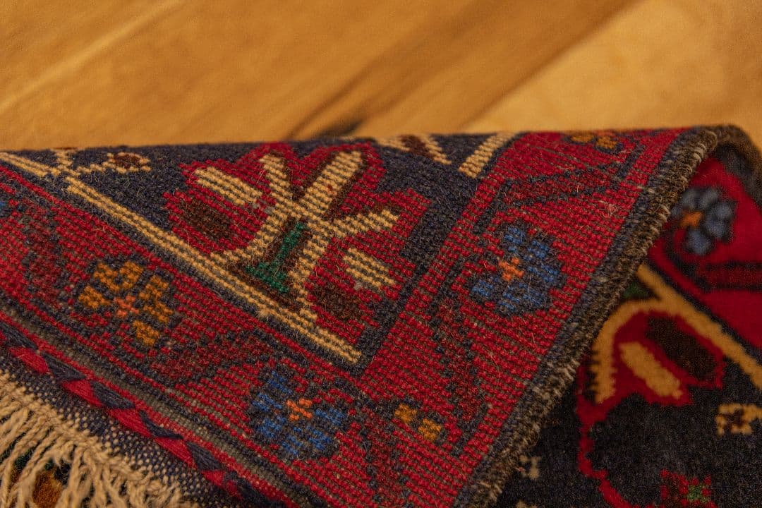 ウォーラグ ヴィンテージラグ トライバルラグ143cm×83cm ウール絨毯