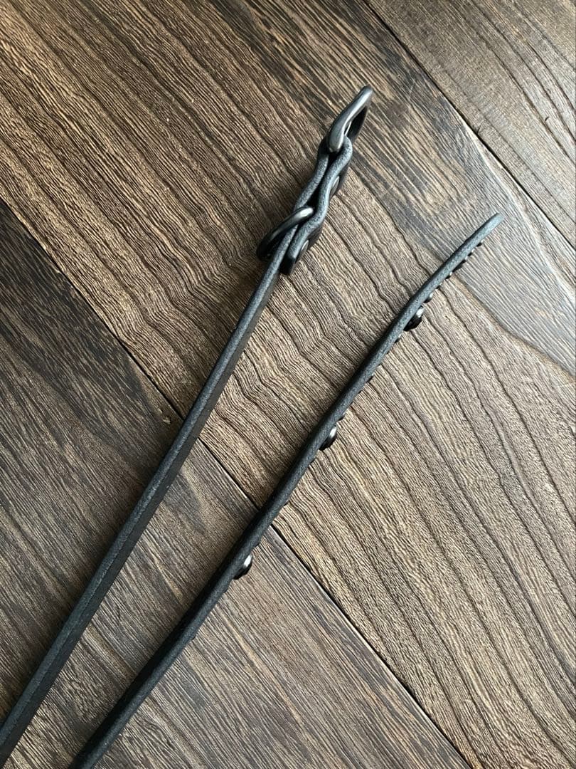 ナローロングベルト　オールブラック　牛ヌメ　exca HTC CALEE