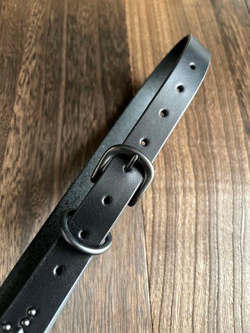 ナローロングベルト　オールブラック　牛ヌメ　exca HTC CALEE