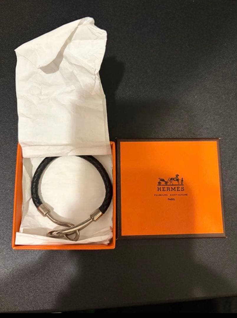 HERMES レザーブレスレット ブラック