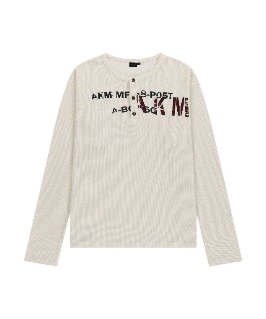 トップス AAKAM Waffle Henry Neck Long Sleeve