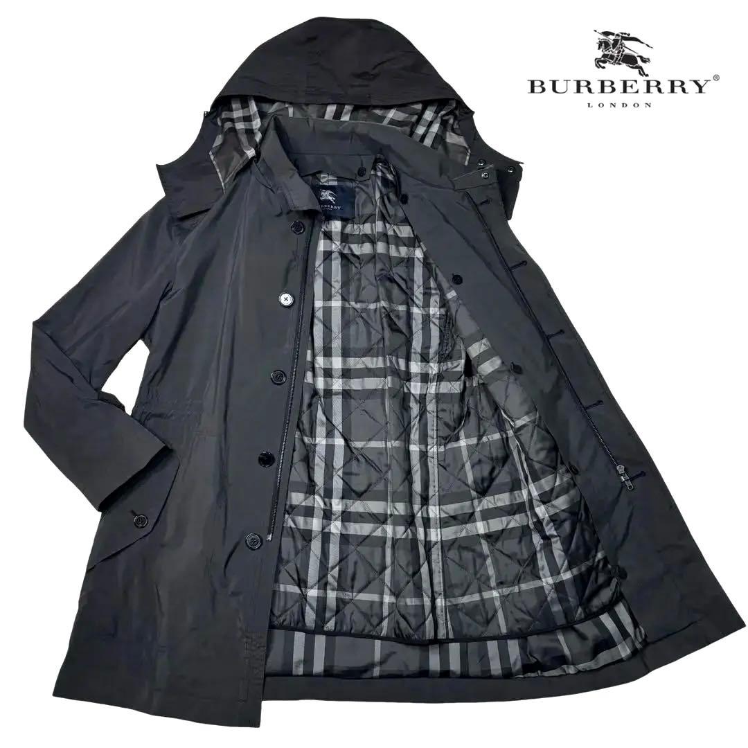 バーバリーロンドン モッズコート 3way フード ライナー　グレー　M