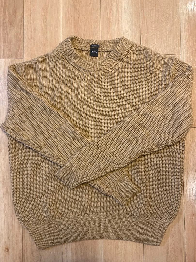 メンズ　XL BOSS ベージュ クルーネック ニットセーター