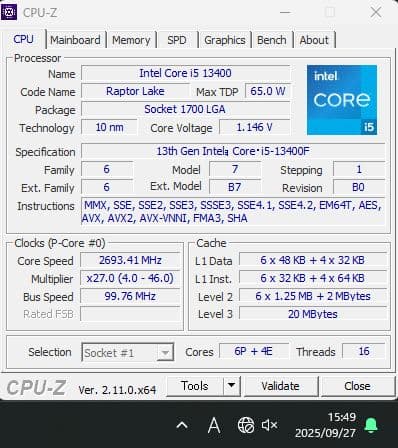 Intel Core i5 13400f + LGA1700 反り防止ブラケット