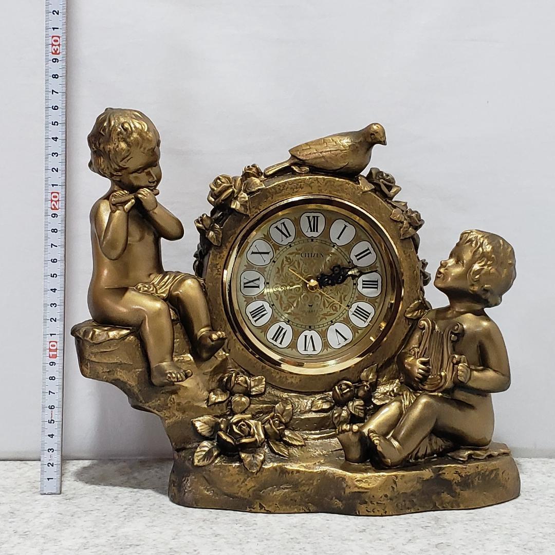 リズム時計 アンティーク 天使 置時計