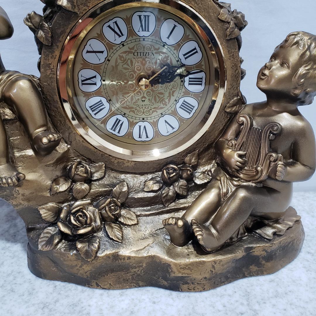 リズム時計 アンティーク 天使 置時計
