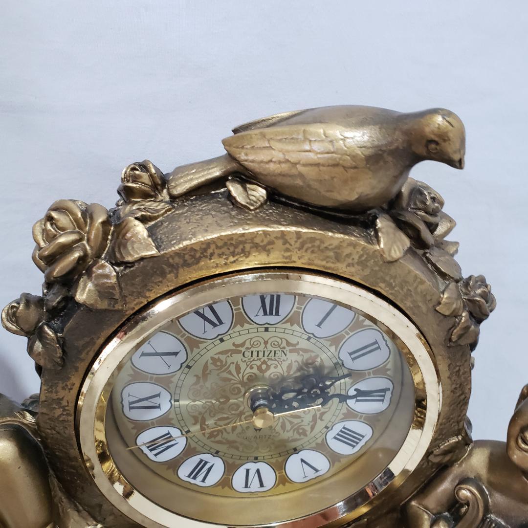 リズム時計 アンティーク 天使 置時計