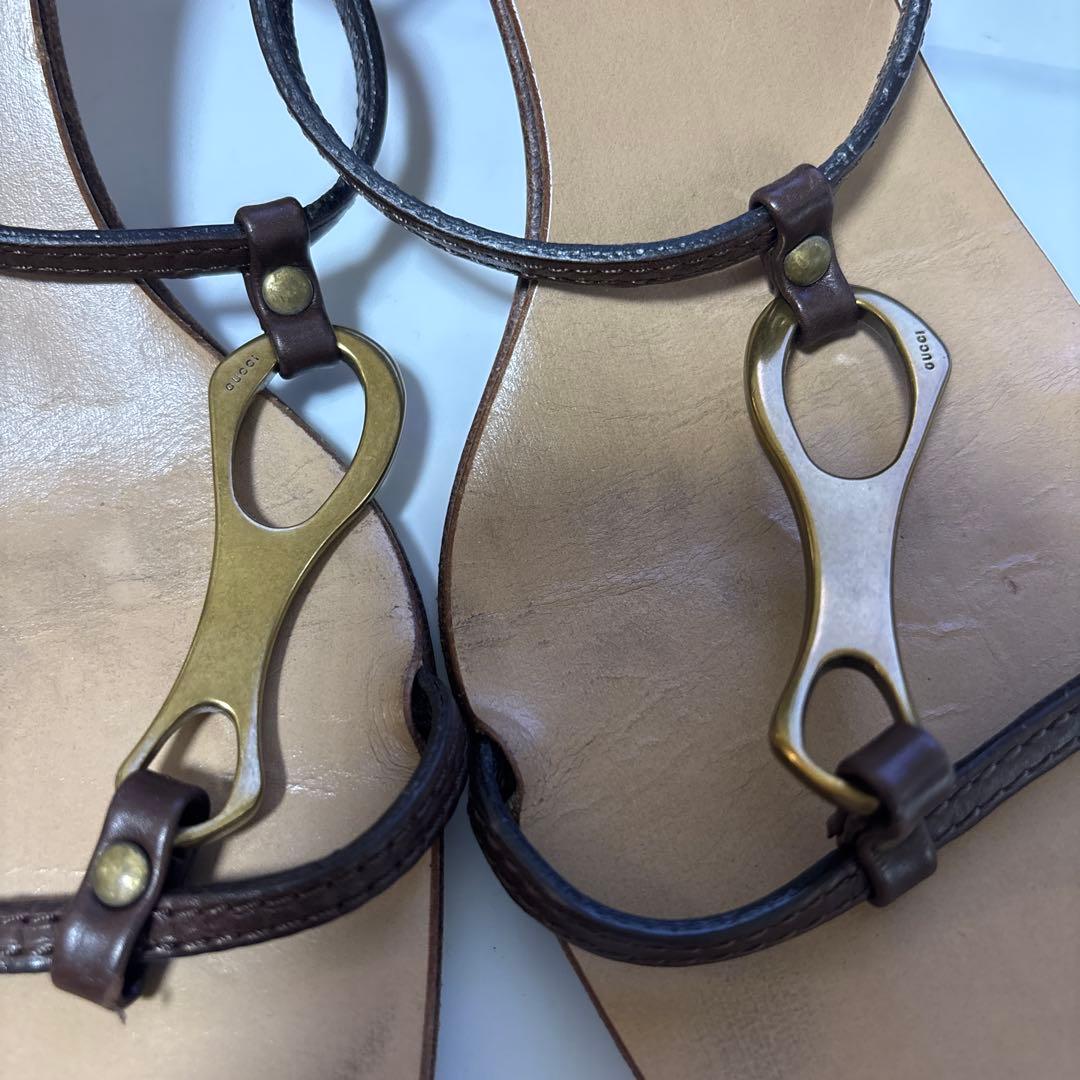GUCCI レザー ストラップサンダル, 36C