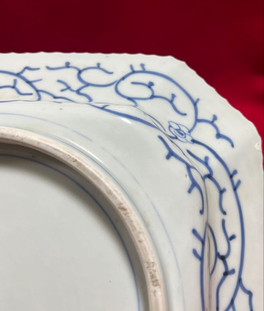 古美術 古伊万里 染付 八角皿 角皿 大皿 飾り皿 古道具