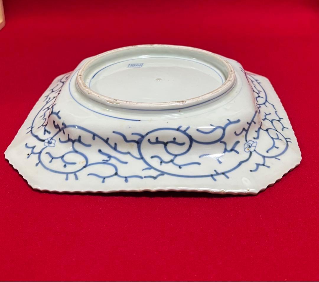 古美術 古伊万里 染付 八角皿 角皿 大皿 飾り皿 古道具