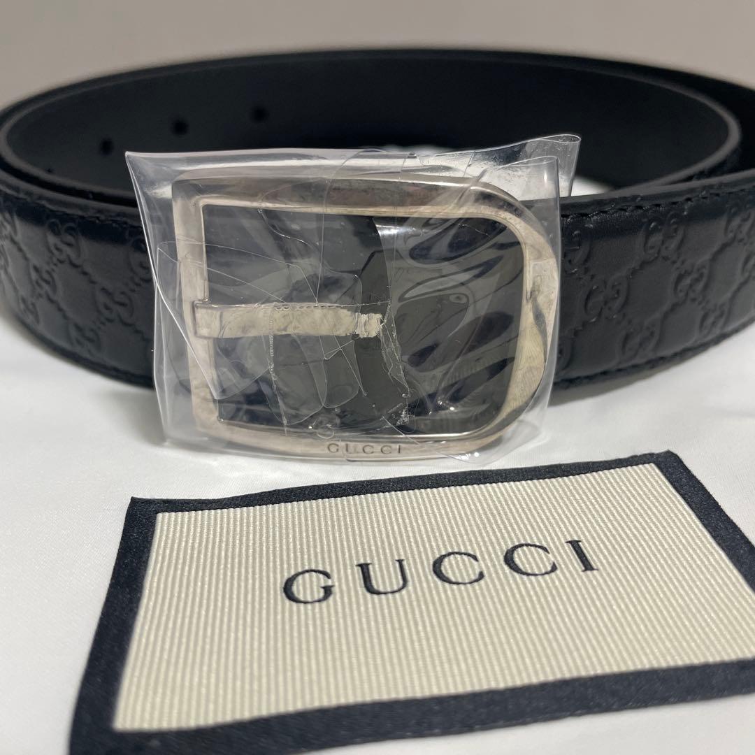 【新品】GUCCI ブラックレザー ベルト 85/34