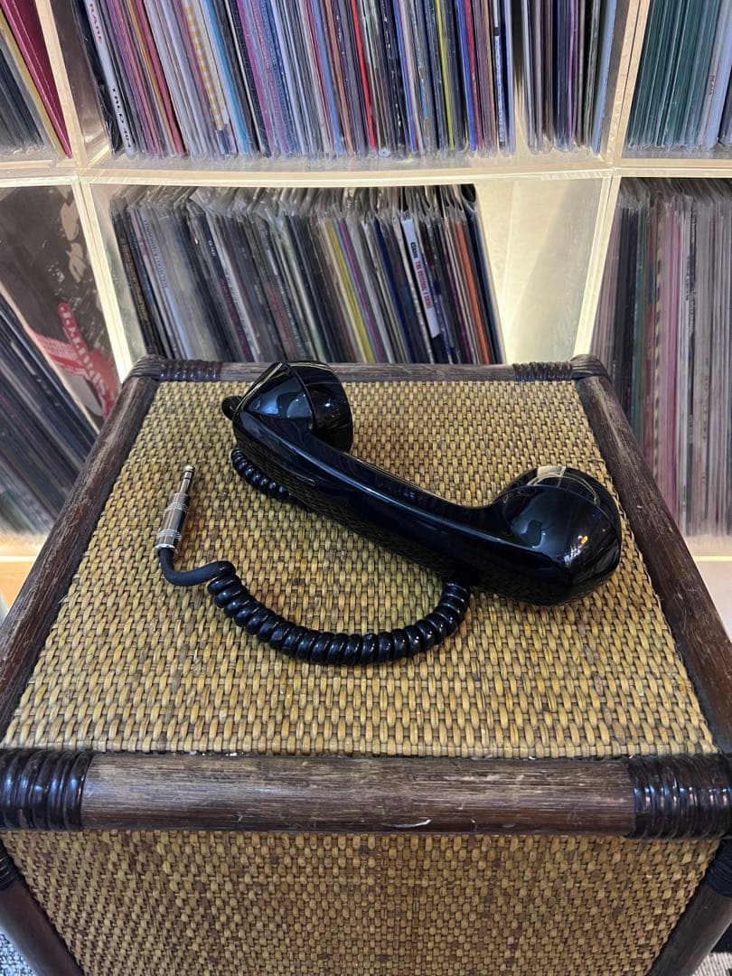 ダイヤル式電話　受話器 ヘッドセット 黒色　DJ ヘッドフォン ヘッドホン　昭和