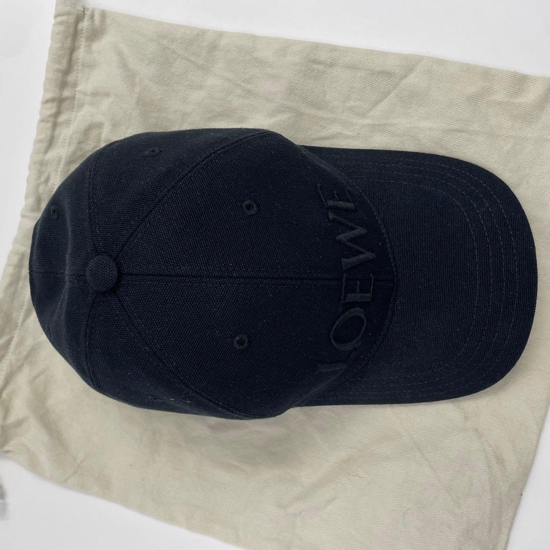 【✨未使用級】 ロエベ ベースボールキャップ ロゴ刺繍 フリーサイズ ブラック