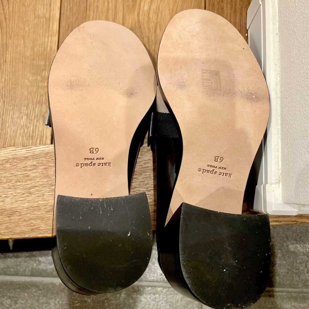 未使用 kate spade ヒールローファー リボン ブラック 23cm
