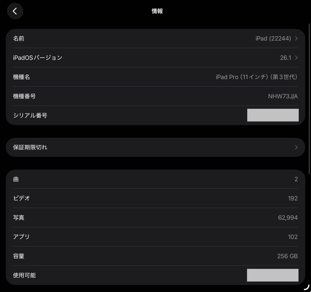 iPad Pro 11インチ 第3世代 256GB wifi+cellular