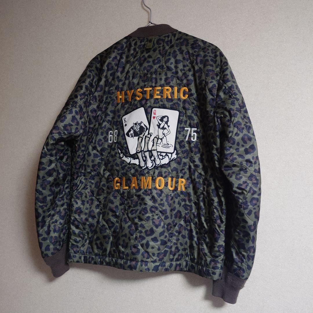 ヒステリックグラマー KING & QUEEN刺繍 キルティングブルゾン カーキ