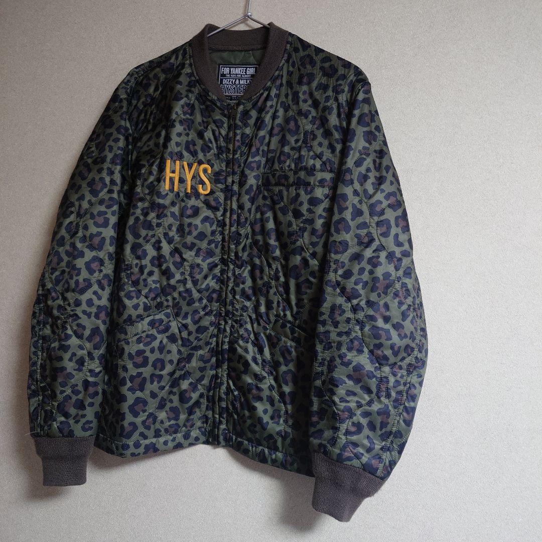 ヒステリックグラマー KING & QUEEN刺繍 キルティングブルゾン カーキ